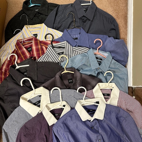 Lot of 11 Hugo Boss shirts mens medium and slim large - Picture 1 of 5